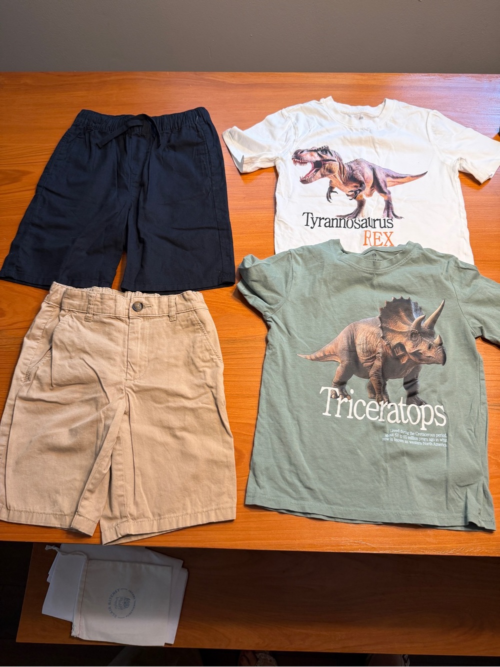 H&M 2 sets boys t-shirt and shorts. Dinasours
